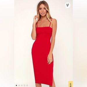 Lulus Paulina Red Bodycon MIDI Dress